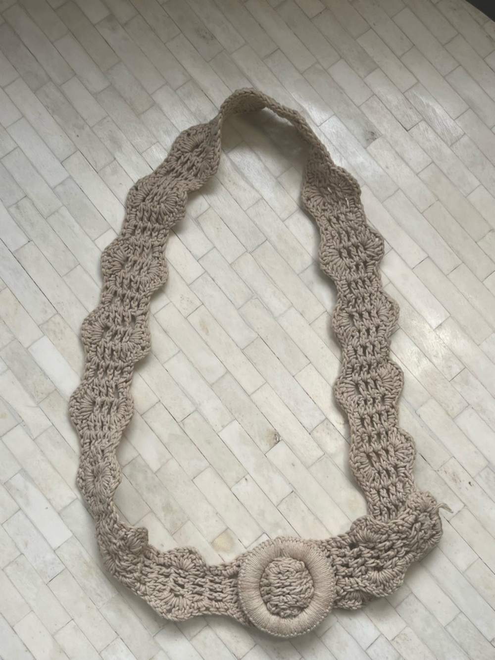 Handmade Beige Crochet Belt size M/L